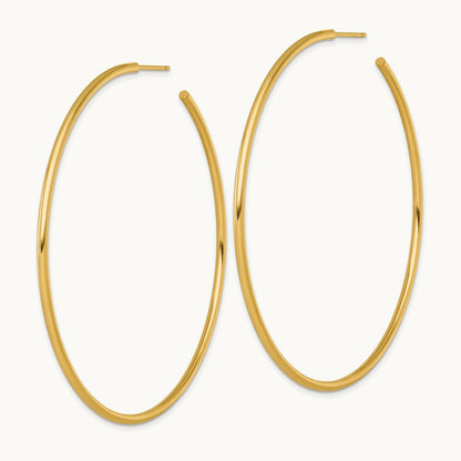 2.0 x Polished Post Hoop Earrings, 70mm, 14K