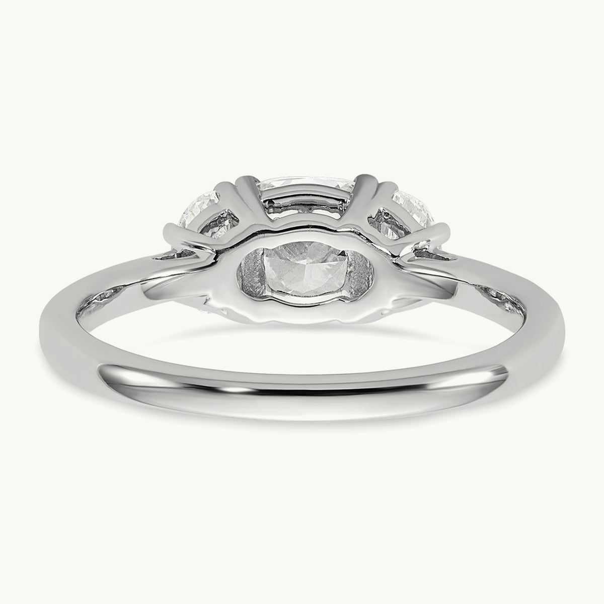 Half Moon & Cushion Semi-Mount Engagement Ring, 0.25-1.00 ct tw Lab-Grown Diamond — 3/8 ct, 14K White Gold