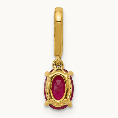 Diamond and .91 Oval Ruby Pendant, 14K