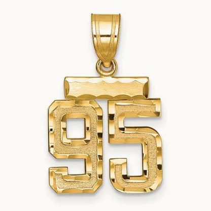 Small Brushed Diamond-cut Number 95 Charm, 14K