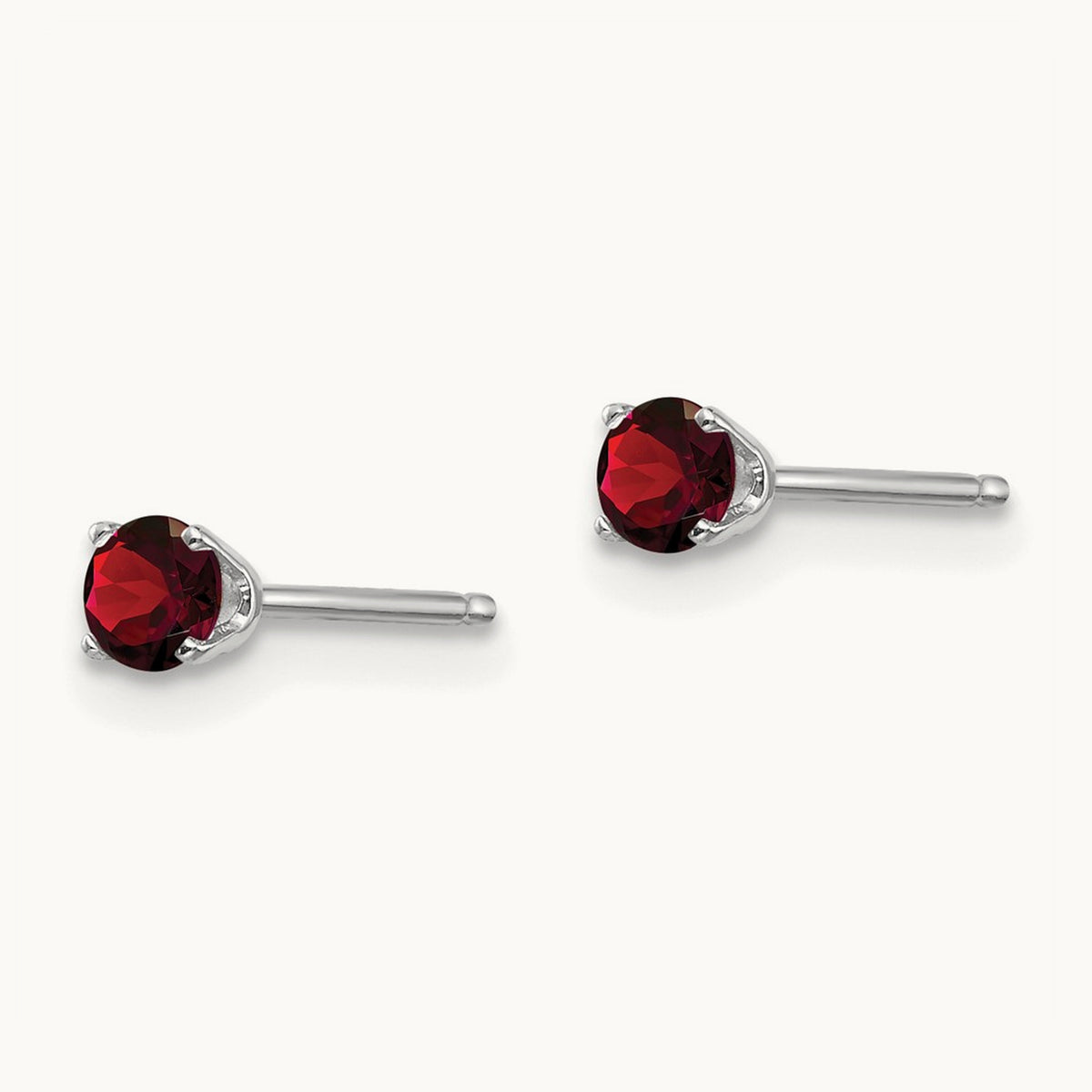 Garnet Stud Earrings — 3mm