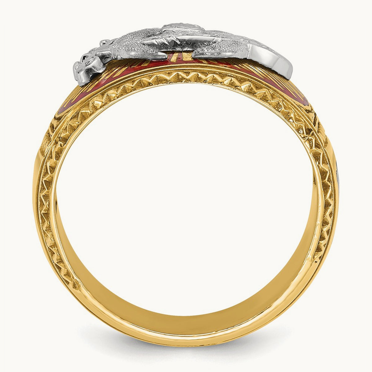 14ktt IBGoodman Men's Textured & Enameled Masonic Shriner's Ring