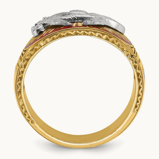 14ktt IBGoodman Men's Textured & Enameled Masonic Shriner's Ring