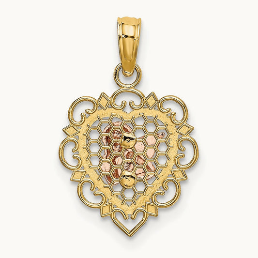 w/White Rhodium Small Angel In Heart Charm, 14K Two-tone