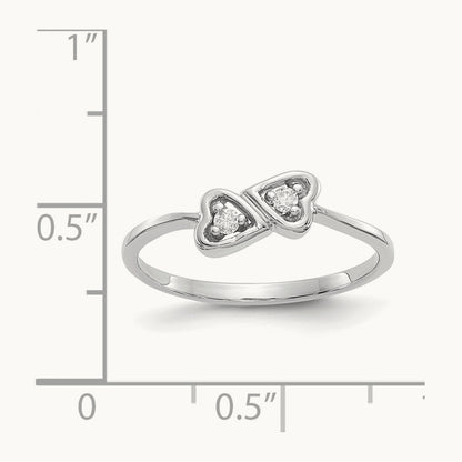 Polished AA Diamond Heart Ring, 14K White Gold