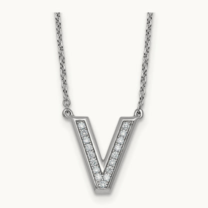 Initial V Necklace, 0.15 ct tw Lab-Grown Diamond