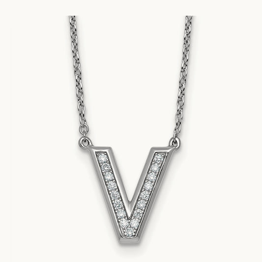 Initial V Necklace, 0.15 ct tw Lab-Grown Diamond