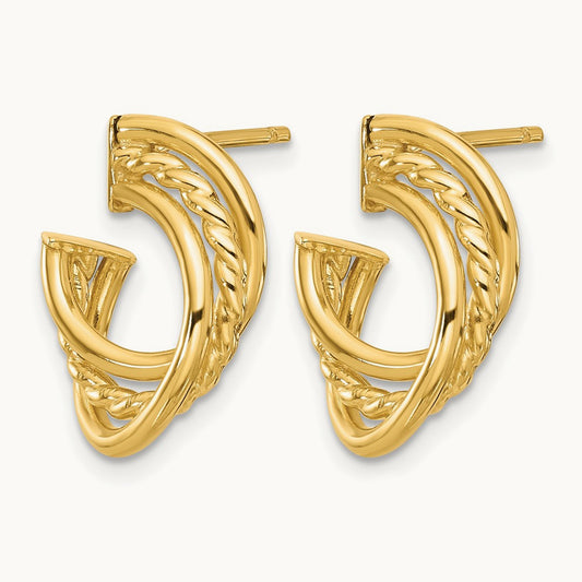 Polished and Twisted Post Earrings, 14K — Leslie's