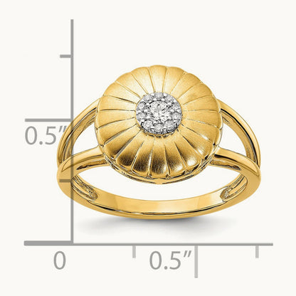 Satin Diamond Flower Ring, 14K