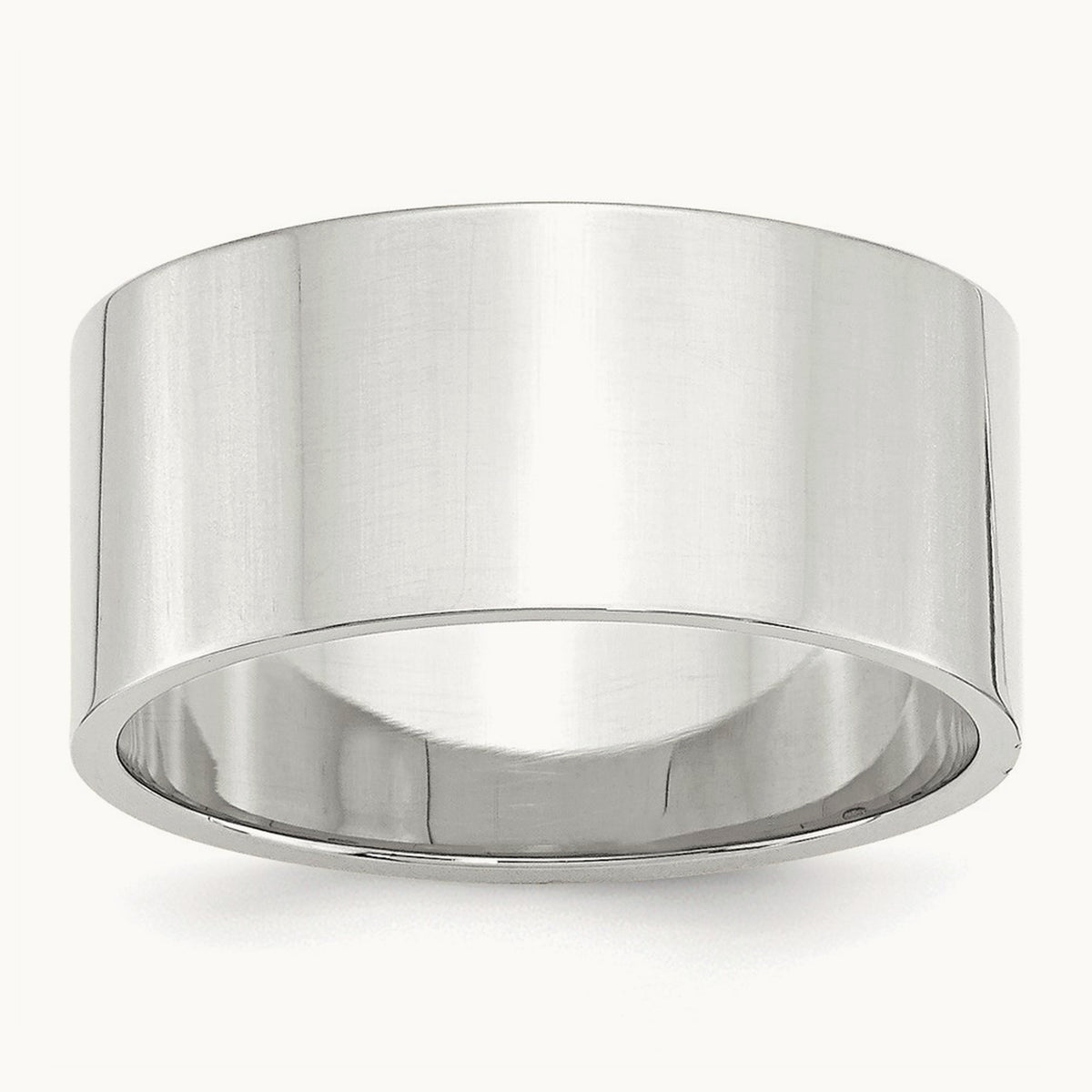 Lightweight Flat Band, 10mm, 10K White Gold