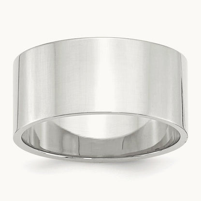 Lightweight Flat Band, 10mm, 10K White Gold