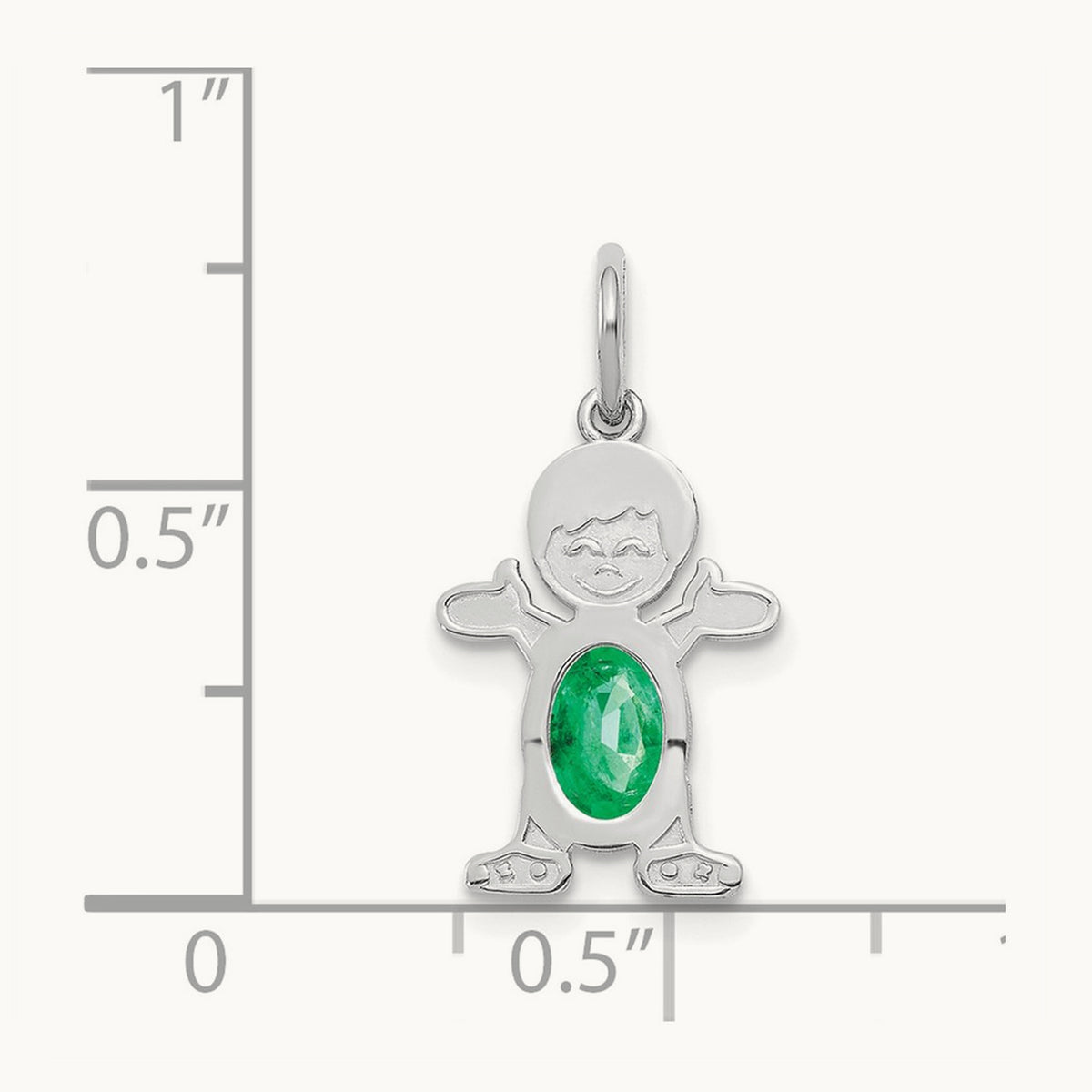 Boy 6x4 Oval Genuine Emerald-May — 14K White Gold