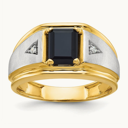 Men's Satin Onyx and Diamond Complete Ring — IBGoodman — photo set