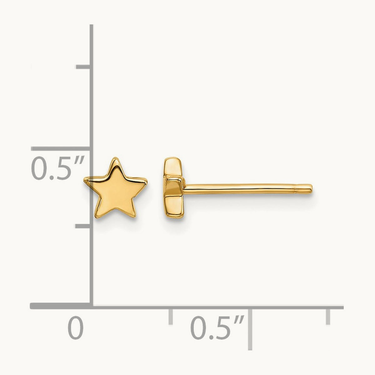 Polished Star Post Earrings — 14K Yellow Gold