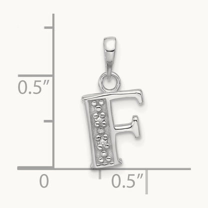 Diamond Letter F Initial Pendant, 14K White Gold
