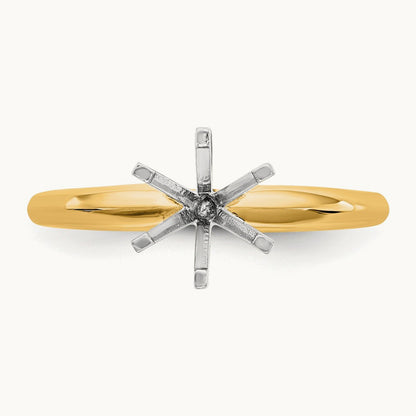 1.25ct. Light-Wt Knife Edge 6-Prong Ring Mounting, 14K Two-tone