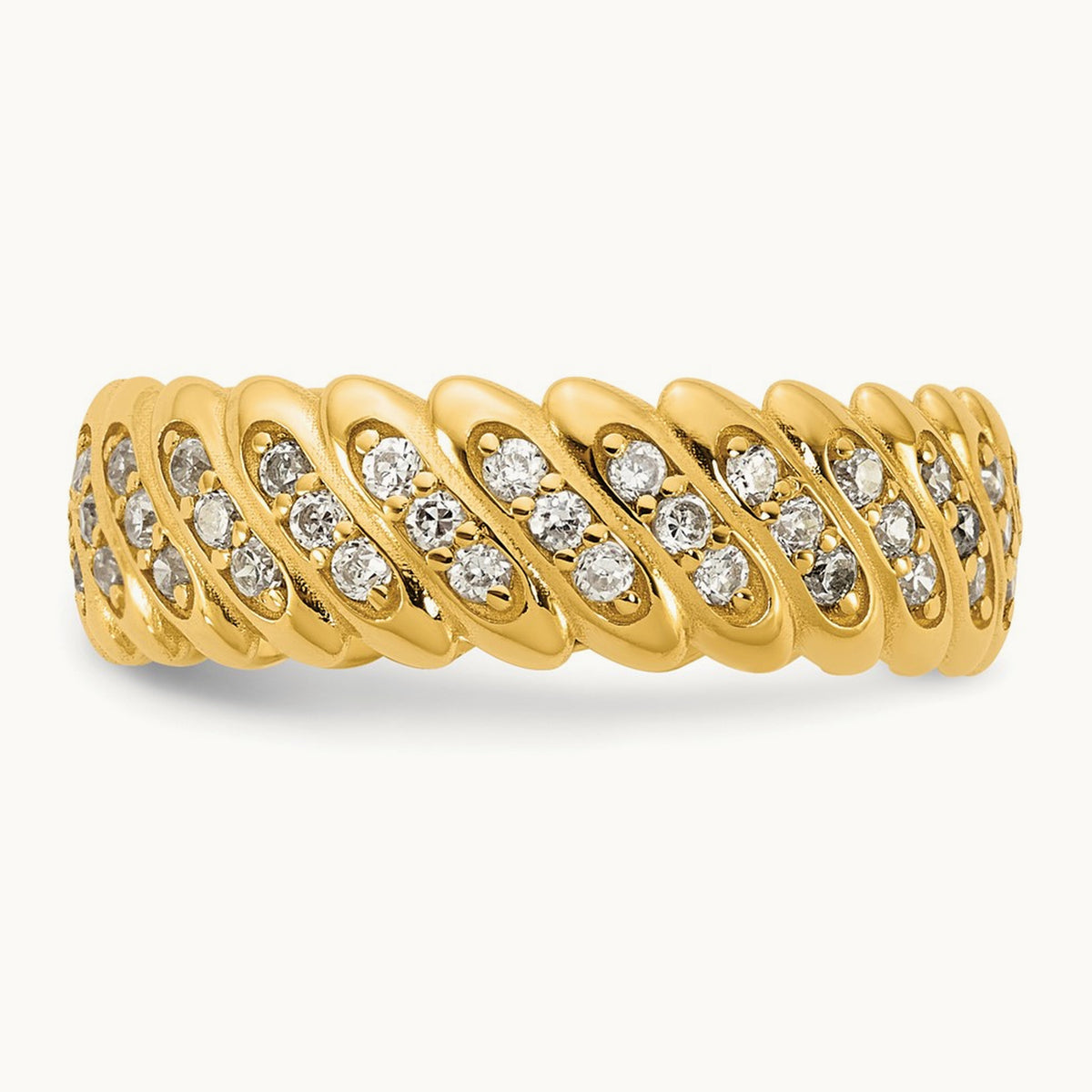 Polished Diamond Band Ring Complete, 14K Yellow Gold