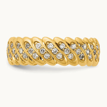 Polished Diamond Band Ring Complete, 14K Yellow Gold