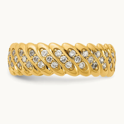Polished Diamond Band Ring Complete, 14K Yellow Gold
