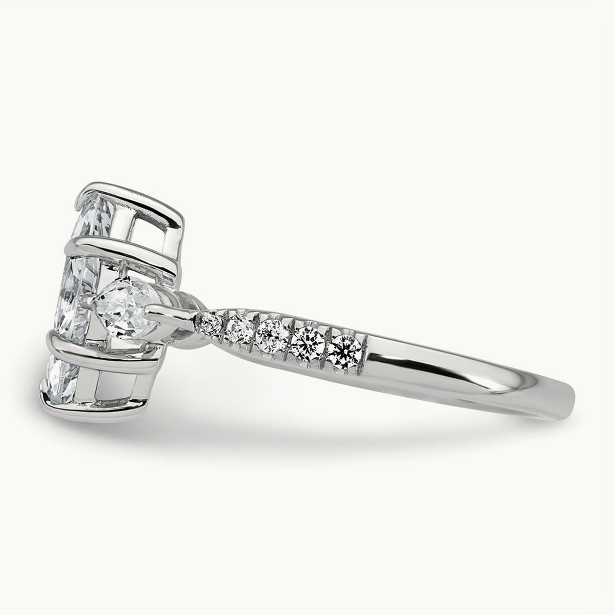 Marquise 3 Stone Engagement Ring, 1.50-2.00 ct tw Lab-Grown Diamond — 1 1/2 ct, 14K White Gold