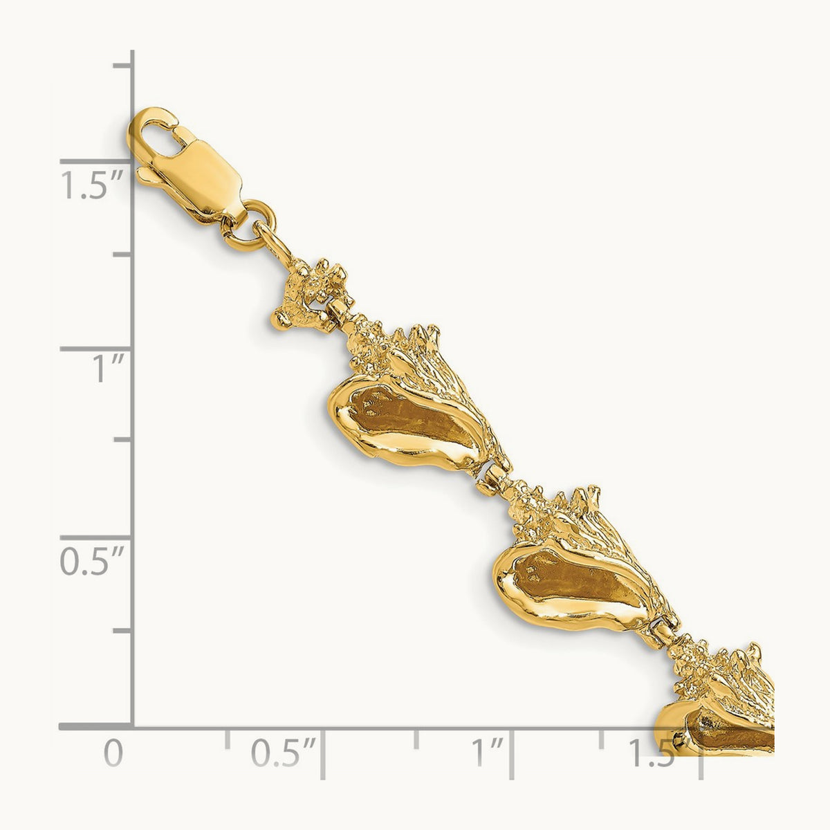 3-D Conch Shell Link Bracelet, 14K