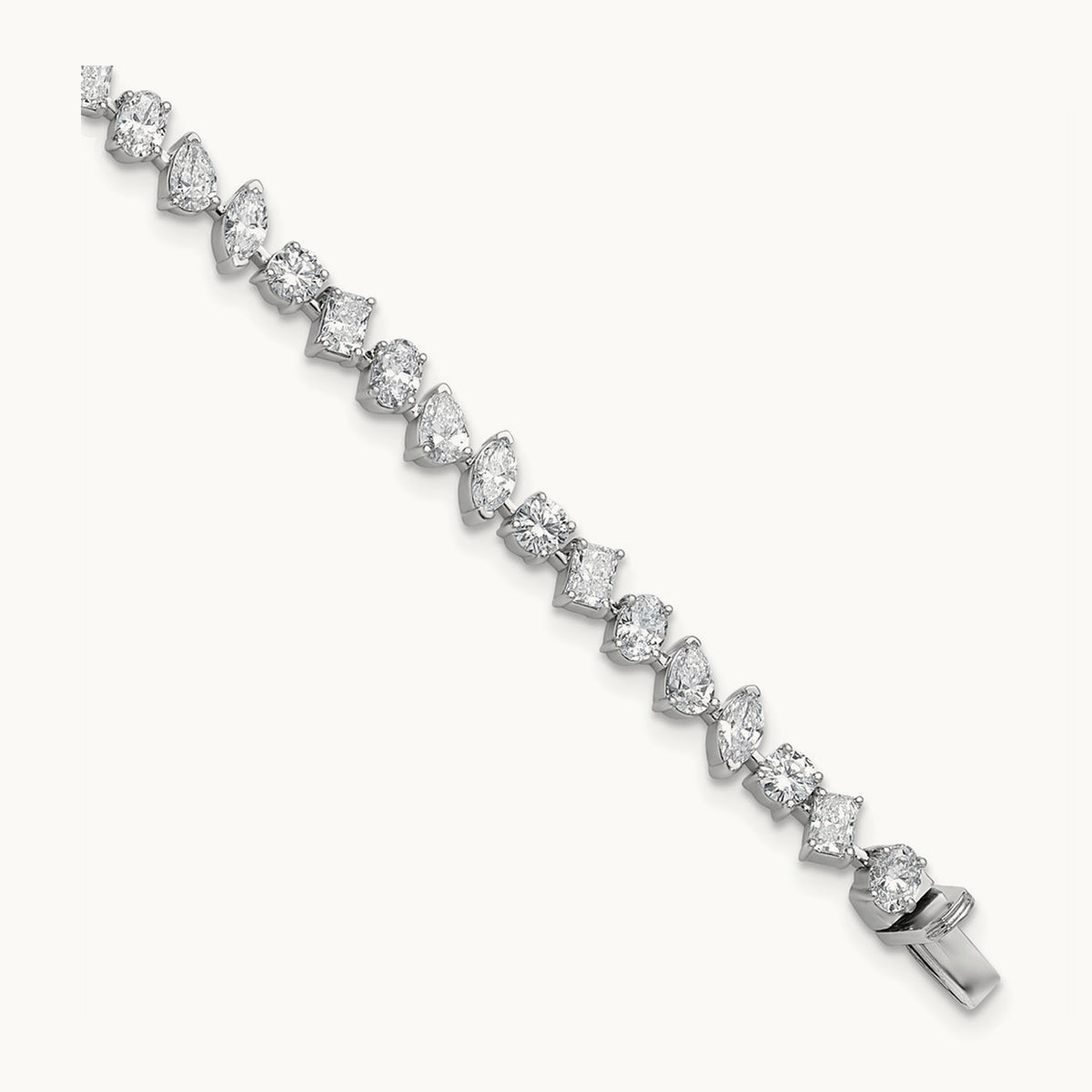 Multiple Shape Tennis Bracelet, 5.25 ct tw Lab-Grown Diamond — 14K White Gold