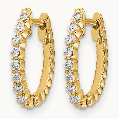 AA Diamond Hinged Hoop Earrings, 14K