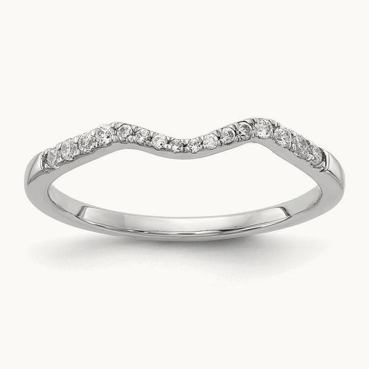 Polished Contoured Diamond Wedding Band, 14K White Gold
