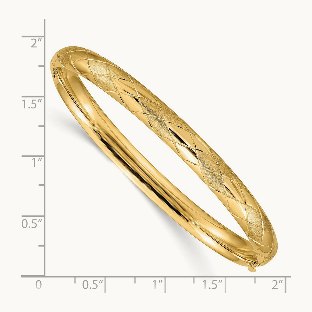 4/16 Diamond-cut Fancy Hinged Bangle Bracelet, 14K