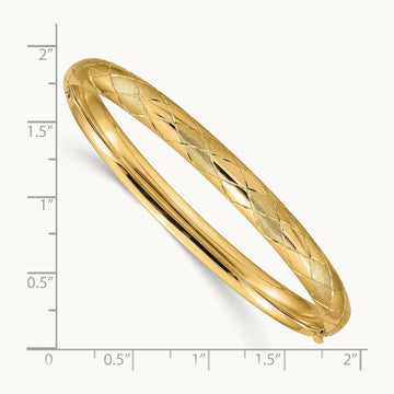 4/16 Diamond-cut Fancy Hinged Bangle Bracelet, 14K