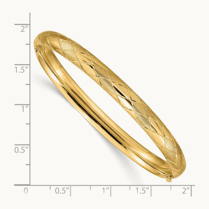 4/16 Diamond-cut Fancy Hinged Bangle Bracelet, 14K