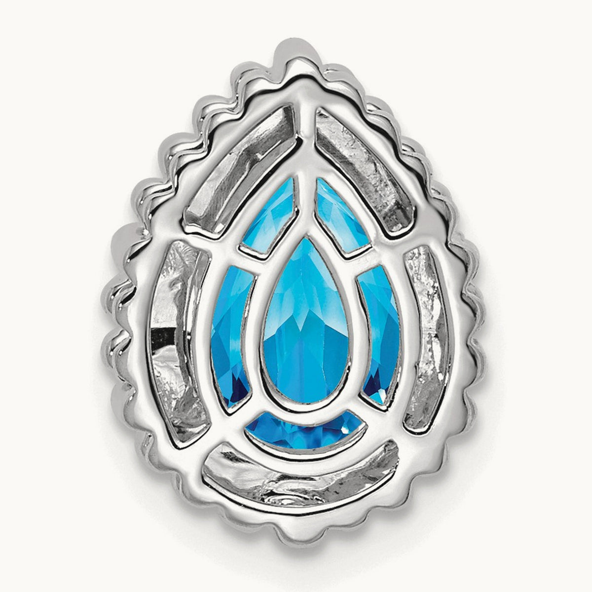 Pear Blue Topaz Chain Slide — 14K White Gold