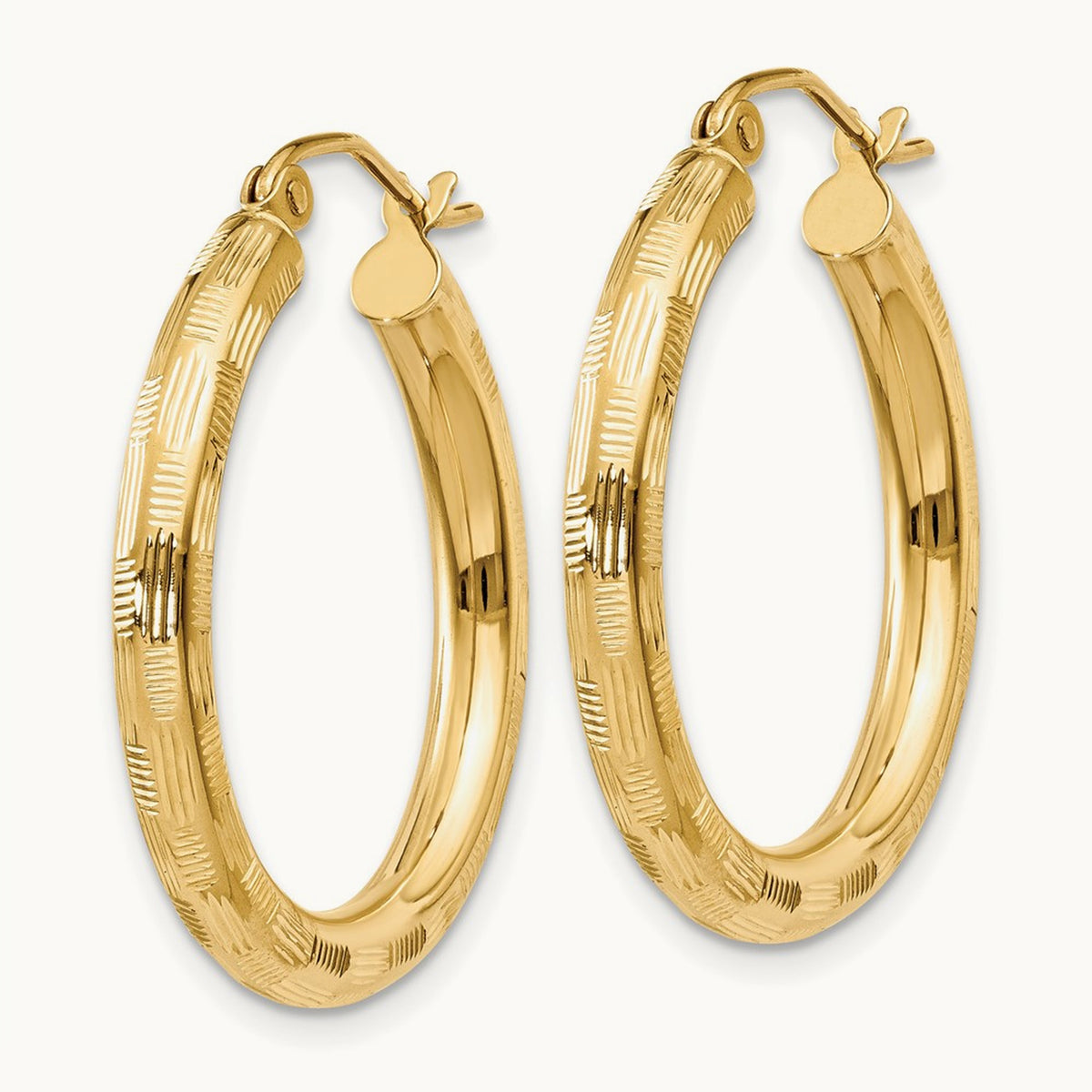 Diamond-cut Hoop Earrings, 14K