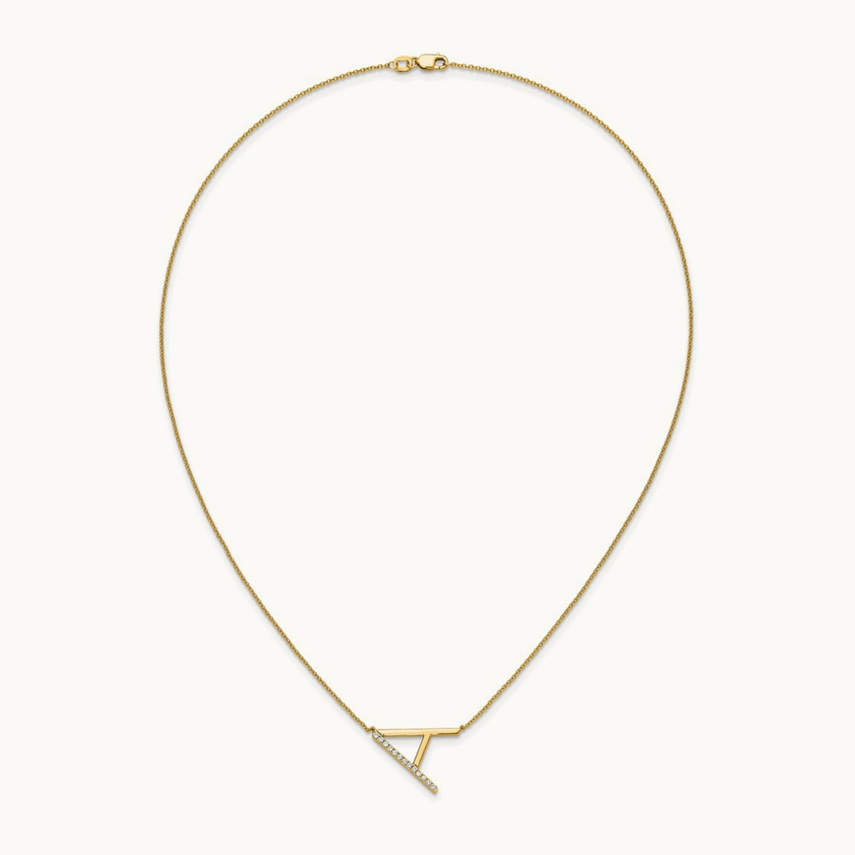 Sideways Diamond Necklace — 14K Yellow Gold, A