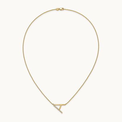 Sideways Diamond Necklace — 14K Yellow Gold, A