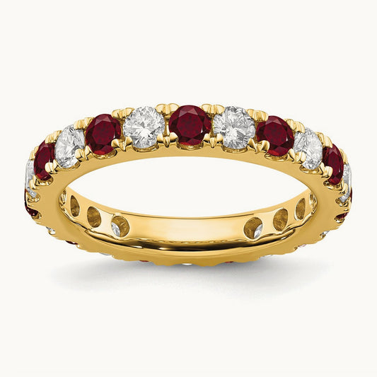 Created Ruby Eternity Band, 1.00-1.25 ct tw Lab-Grown Diamond — 14K Yellow Gold