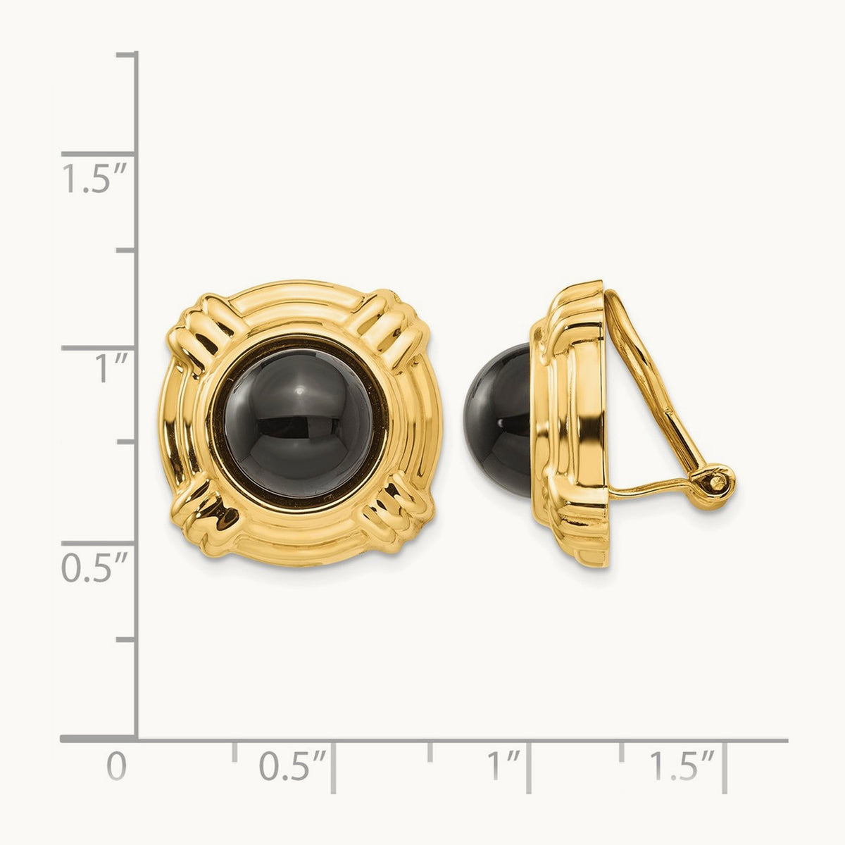 Omega Clip Onyx Non-pierced Earrings — photo set