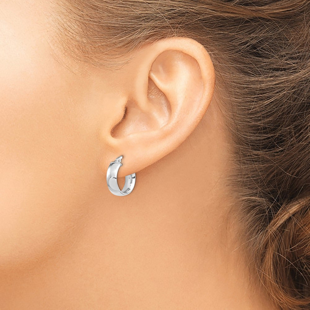 High Polished Hoop Earrings — 14K White Gold