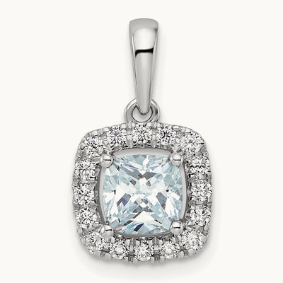 March Birthstone Aquamarine Pendant, 0.25 ct tw Lab-Grown Diamond
