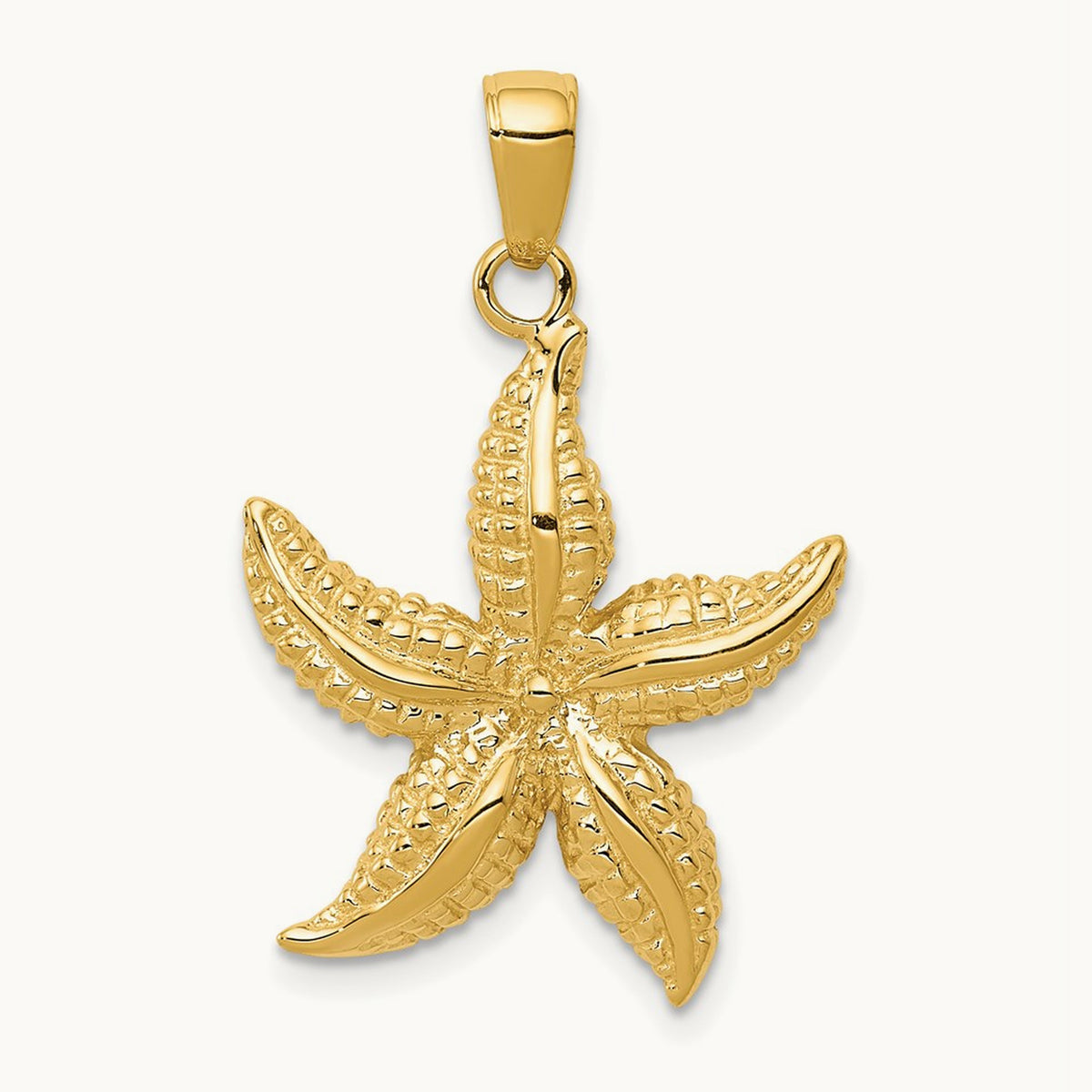 Textured Starfish Pendant, 14K