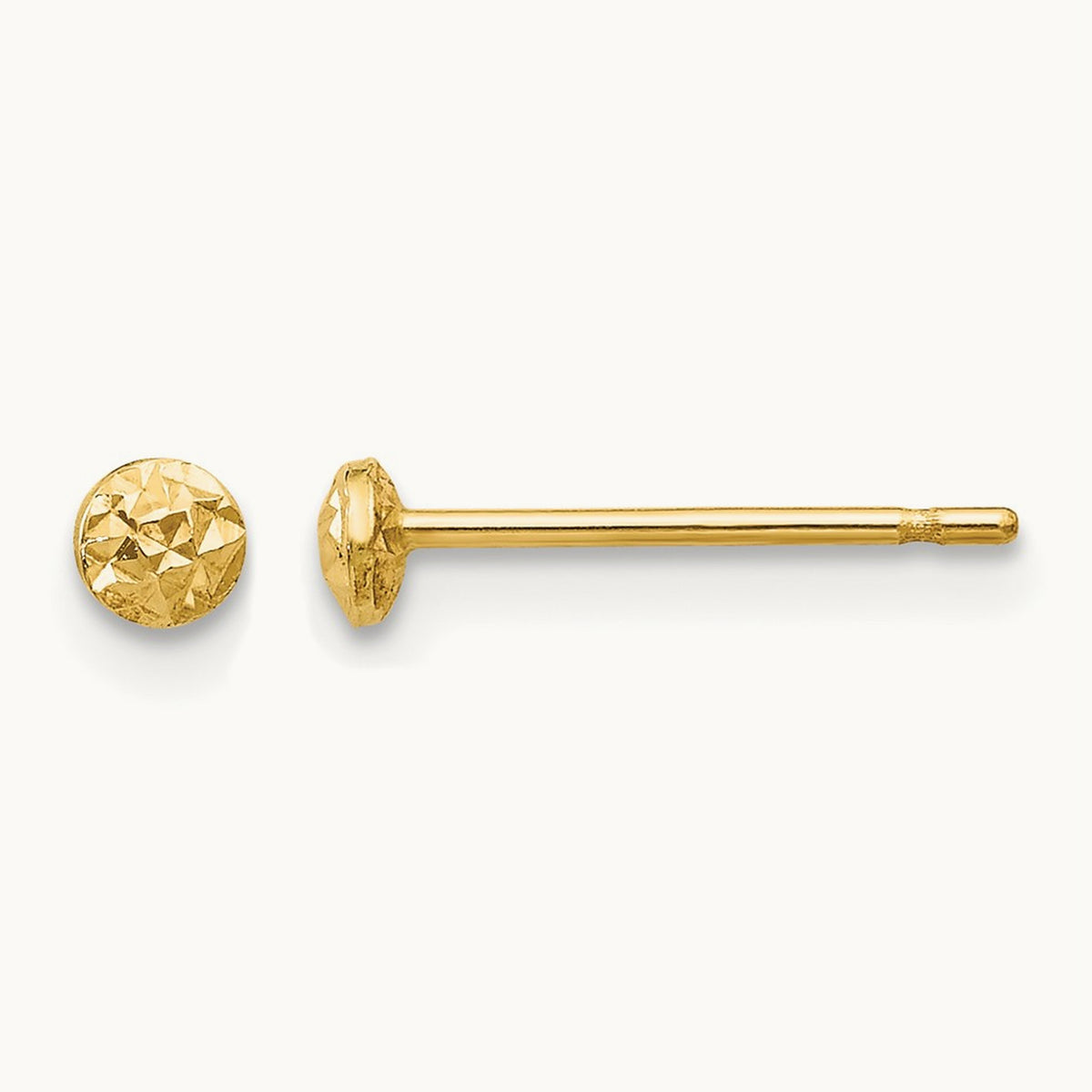 Puff Circle Post Earrings, 3mm, 14K