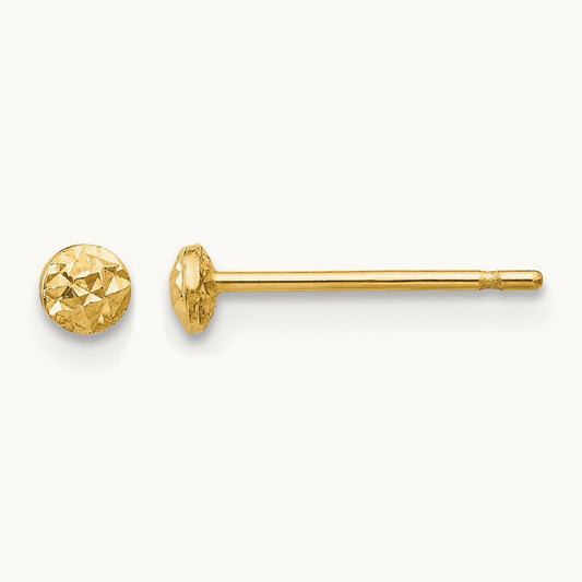 Puff Circle Post Earrings, 3mm, 14K
