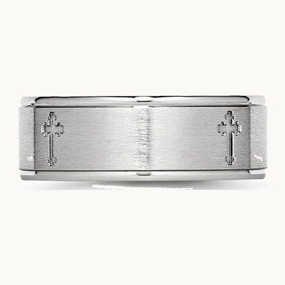 Chisel Cobalt Satin and Polished Ridged Edge 8mm Band