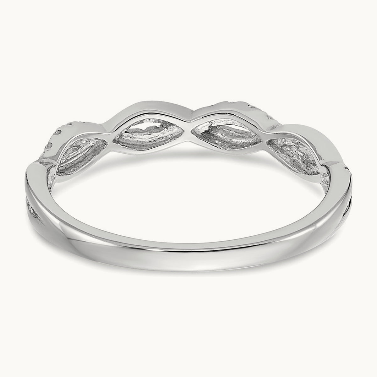 Diamond Criss-Cross Wedding Band — 14K White Gold, 7