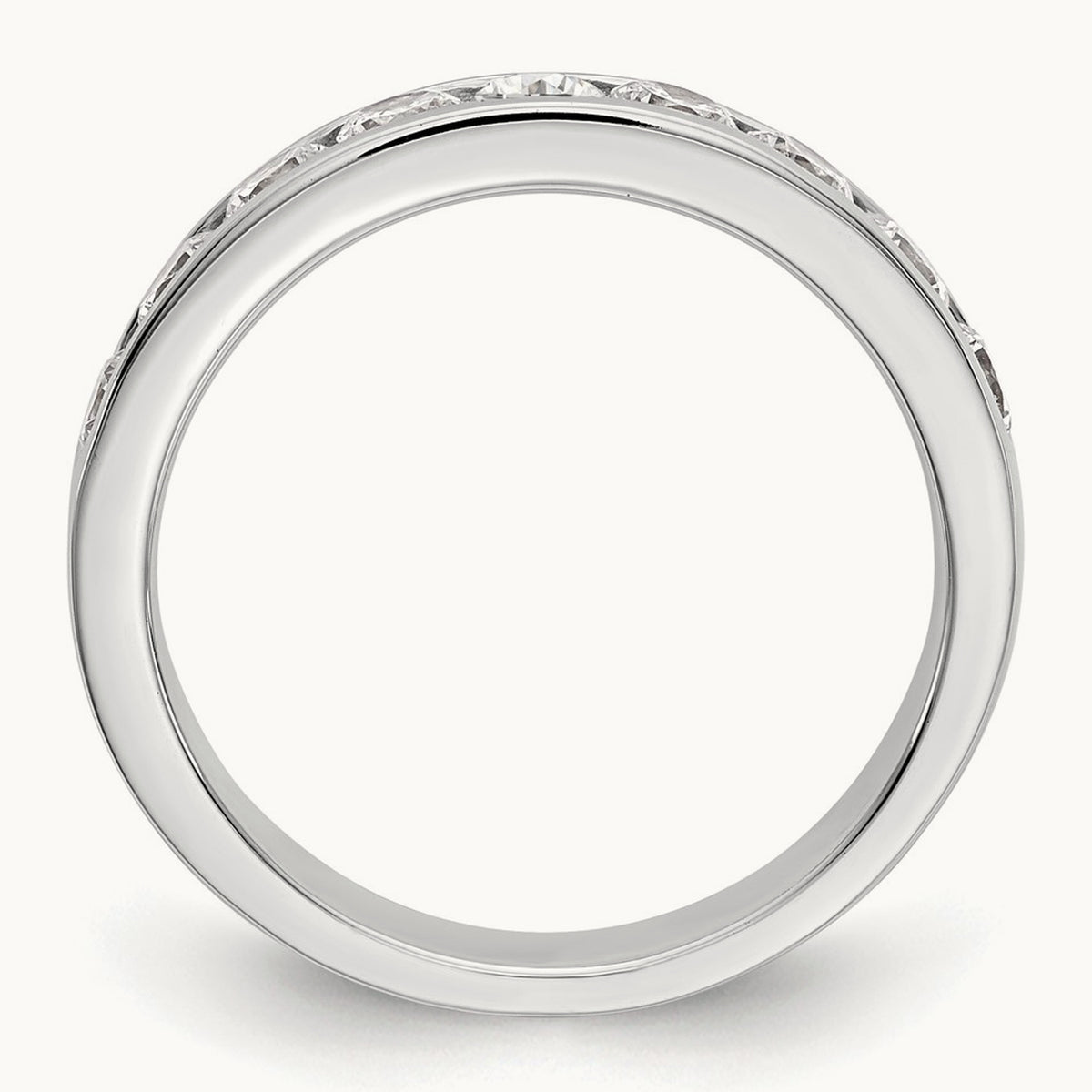 9-Stone Diamond Channel Band, 14K White Gold