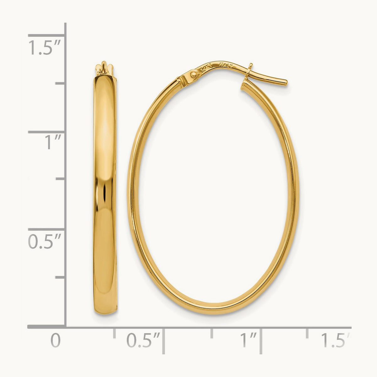 Polished Oval Hoop Earrings, 14K — Leslie's