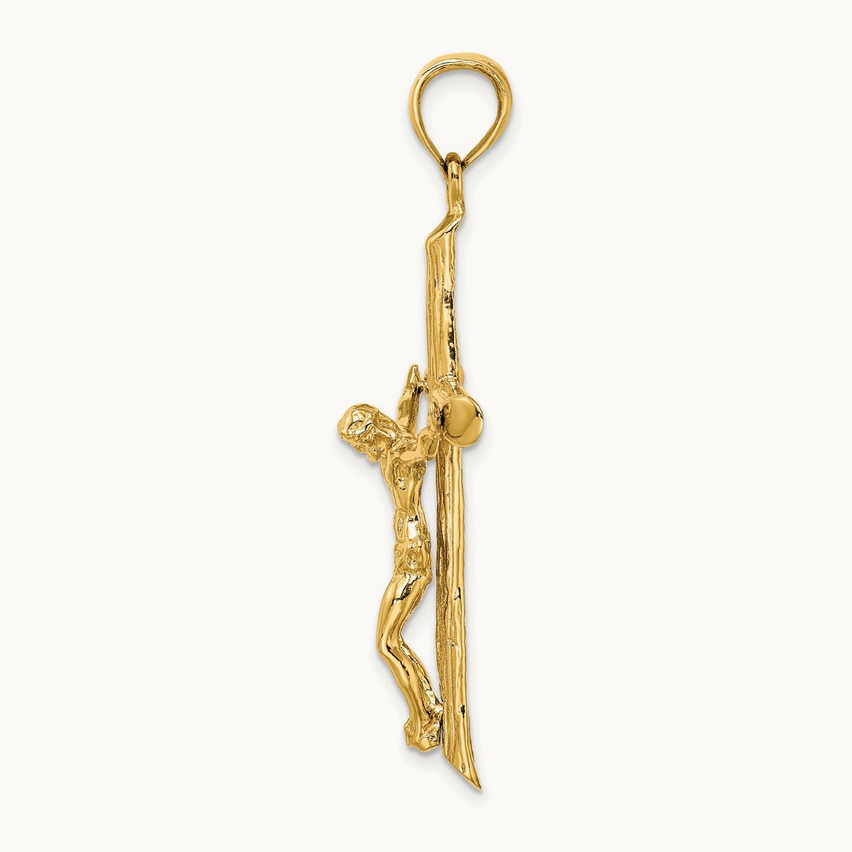 Textured Crucifix Charm — 14K Yellow Gold, 47.1mm