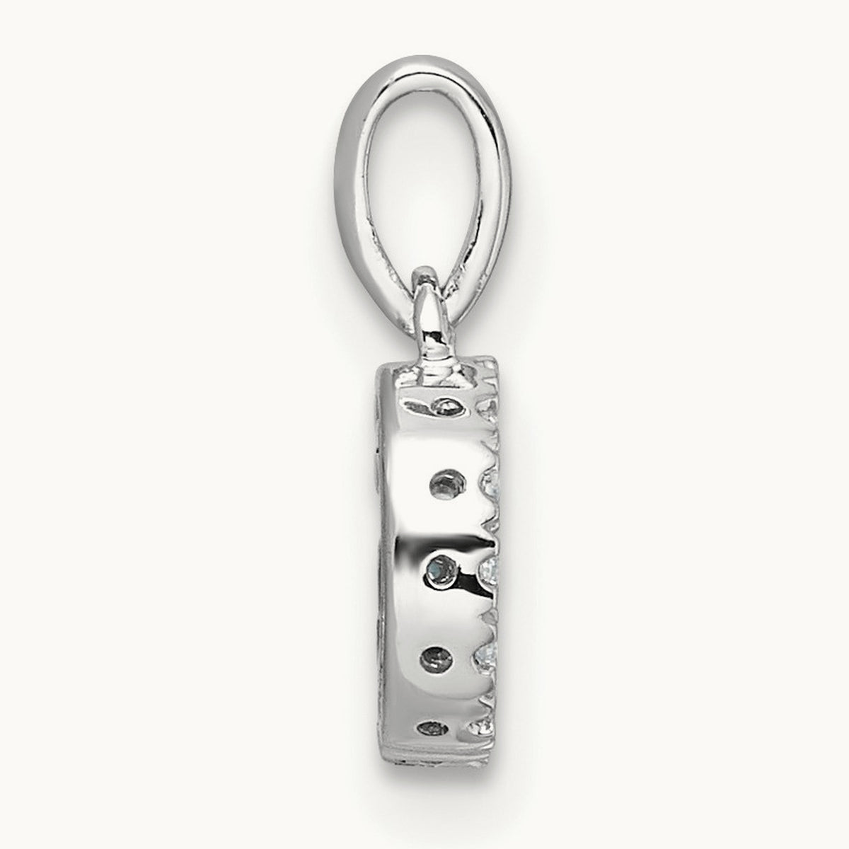 Diamond Initial with Bail Pendant — 14K White Gold, G
