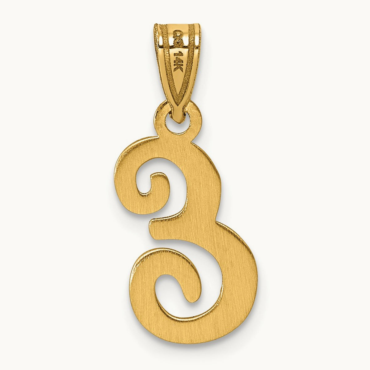 Script Letter E Initial Pendant, 14K Yellow Gold