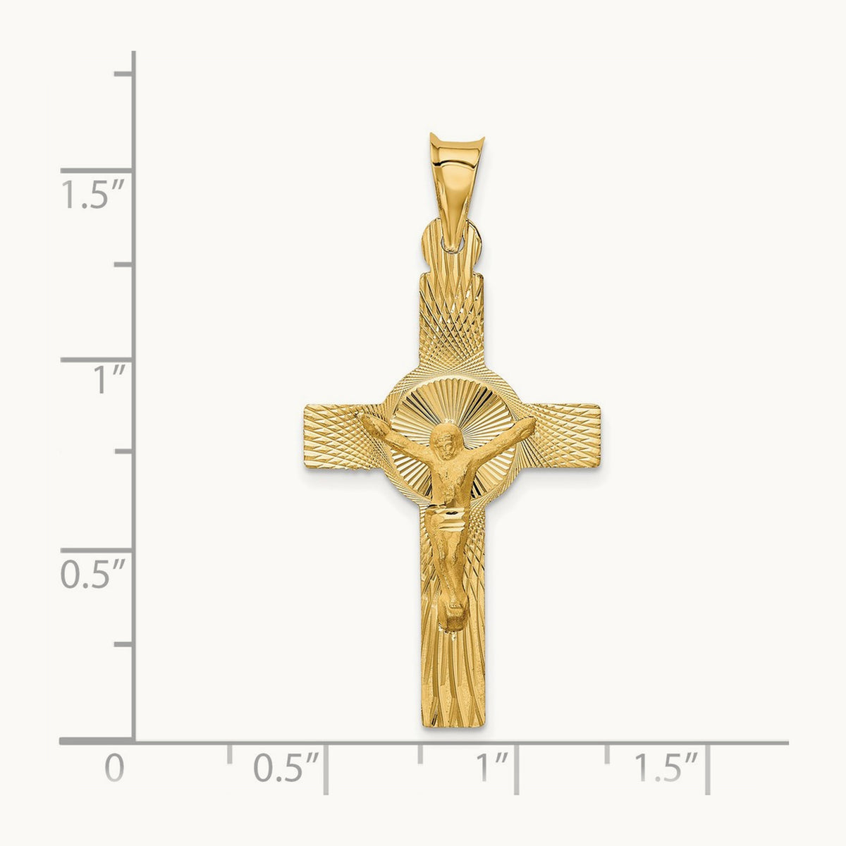 Polished Satin and D/C Crucifix Pendant, 14K